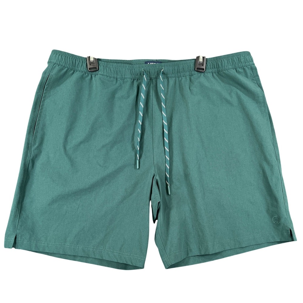 Lands End Swim Trunks Mens XXL Green Elastic Waist Quick Dry Beach Pool